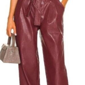 Mix It VINTAGE 100% LEATHER Deep Burgundy Wide Leg Pants